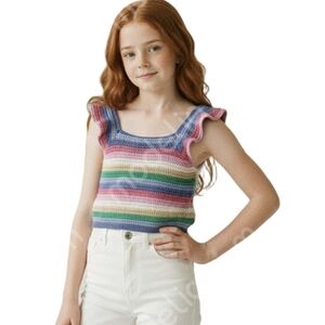 Colorful Rainbow Striped Crochet Top